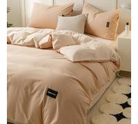 JQQJZLC Capa de Ropa de Color sólida Simple 4 Piezas, Set de edredón de tamaño Queen de algodón de algodón Transpirable cómodo, Juegos de Ropa de Cama de Temporada con edredón, sábanas, Fundas de