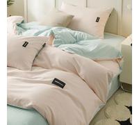 JQQJZLC Capa de Ropa de Color sólida Simple 4 Piezas, Set de edredón de tamaño Queen de algodón Transpirable cómodo, Juegos de Ropa de Cama de Toda la Temporada con edredón, sábanas, Fundas de