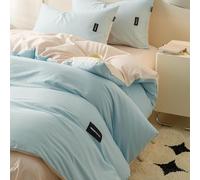 JQQJZLC Capa de Ropa de Color sólida Simple 4 Piezas, Set de edredón de tamaño Queen de algodón Transpirable cómodo, Juegos de Ropa de Cama de Toda la Temporada con edredón, sábanas, Fundas de