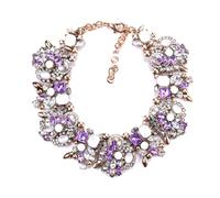 JQQJZLC Collar De Cuentas De Colores para Mujeres Y Niñas, Bisutería Vintage Elegante Gargantilla De Diamantes De Imitación De Cristal Negro Collar Llamativo Grueso, Collar Babero para Mujer