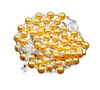 JQQJZLC Collar De Rosario Religioso De Plata De Ley 925 para Mujer - Collar De Cruz De Rosario De Perlas De Imitación Religiosa, Colgante De Cruz De María Jesús Cadenas De Cuentas Largas