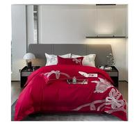 JQQJZLC Conjunto de Ropa de Cama de Cuatro Piezas Algodón Blanco Bordado de Mariposa de Lujo Vubo de Ropa de Cama de Lino
