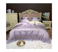 JQQJZLC Conjunto de Ropa de Cama de Cuatro Piezas Color sólido de Lujo Suave de Ropa de Cama de Ropa de Cama de Tapa década