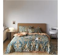 JQQJZLC Conjunto de Ropa de Cama de Cuatro Piezas Cuatro Piezas Hojas Europeas de Lujo Botánico Dórmpe Capa de Cama de algodón Seta de Cama de Cama de Reina