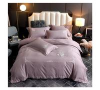 JQQJZLC Conjunto de Ropa de Cama de Cuatro Piezas Flores Bordado de Cama Lina de Cama Azul Rey King Size Lino de algodón Egipcio Vaso de algodón cubas de Almohadillas de Almohadillas de Cuatro Piezas