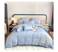 JQQJZLC Conjunto de Ropa de Cama de Cuatro Piezas Lirio Elegante del Valle Bordado de Valle 600TC Algodón de algodón Long Algodón Queen King Flores Divet Bueces Casas de Almohadas Camas de Cuatro