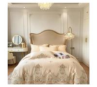 JQQJZLC Cotton Chic Diamond Bordery Redding Set Queen King Size 4pcs Sand Ultra Soft Dórme Cubierta de sábana Casas de Almohada Camino de Cuatro Piezas (C, Capas de Cama Plana 4pcs)