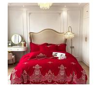 JQQJZLC Cotton Chic Diamond Bordery Redding Set Queen King Size 4pcs Sand Ultra Soft Dórme Cubierta de sábana Casas de Almohada Camino de Cuatro Piezas (C, Capas de Cama Plana 4pcs)
