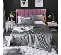 JQQJZLC Cubierta de edredón de Ropa de Cama Cubierta nórdica para el hogar/Hotel, Juegos de Ropa de Cama Conjuntos de la Cubierta de núcleos King Satin Full Satin Sluff Silky 4 Piezas Conjuntos de