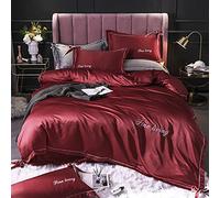 JQQJZLC Cubierta de edredón de Ropa de Cama Cubierta nórdica para el hogar/Hotel, Juegos de Ropa de Cama Conjuntos de la Cubierta de núcleos King Satin Full Satin Sluff Silky 4 Piezas Conjuntos de