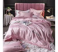 JQQJZLC Cubierta de edredón de Ropa de Cama Cubierta nórdica para el hogar/Hotel, Juegos de Ropa de Cama Conjuntos de la Cubierta de núcleos King Satin Full Satin Sluff Silky 4 Piezas Conjuntos de