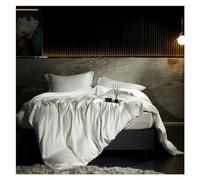 JQQJZLC Cubierta de edredón de Seda Casas de Almohadilla de sábana de Cama más Suave Juego de Cama Liso de enfriamiento Doble Rey Rey Family Family Set (D, láminas de Cama Plana 4pcs)