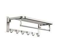 JQQJZLC Estante de baño estantes de baño montados en la Pared, Soporte de Toalla Doble montada en la Pared con Barra de Toalla, Estante de Toalla de Acero Inoxidable Pulido 304 estantes flotantes de