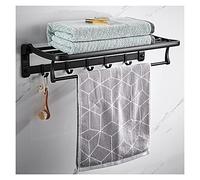 JQQJZLC Estantes de baño estantes flotantes Rejilla de Toallas de baño 23 Pulgadas estantes de baño de 23 Pulgadas Soporte de Toalla Doble montada en la Pared con Barra de Toalla y 5 Ganchos (Negro)