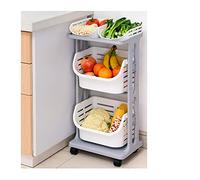 JQQJZLC Estantes de baño gabinetes de Almacenamiento de Cocina Estante de Cocina Hendidura de baño de baño Estante de Almacenamiento de múltiples Capas Cesta de Vegetales móvil Estante de