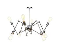 JQQJZLC Estilo Vintage Luces de araña de Viento Industrial Spider E27, araña de Sputnik para Dormitorio de Techo de Piso Inclinado Sala de Estar Comedor de Comedor Cromado