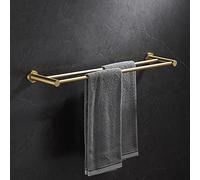 JQQJZLC Exquisitos estantes de baño de baño Ligero Luxury Brass Cepilled Toall Rail, Rejilla de Toalla de baño, Barra de baño de baño de una Sola y Doble Varilla de Almacenamiento Colgante de