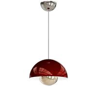 JQQJZLC Globe Domo Colgante Ligero Nordic Moderno Techo Colgante Colgante Isla de Cocina Bola de Metal Rojo Ajustable Cromo
