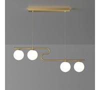 JQQJZLC Globo de 4 Luces Gold Gold Linear Altura de Altura Ajustable Candelier de Techo Lámpara Colgante de la Isla de iluminación de la Isla para la Sala de Estar (Negro, 4 Cabezas)