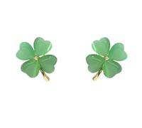 JQQJZLC Green Cat Eye's Clover Flower Flower For Firen Girls 925 Sterling Silver Post Pin Hipoalergenic Lucky Love Heart 4 Leaf Petal Pequeño Lindos Pendientes Pendientes delicados para la Madre