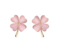 JQQJZLC Green Cat Eye's Clover Flower Flower For Firen Girls 925 Sterling Silver Post Pin Hipoalergenic Lucky Love Heart 4 Leaf Petal Pequeño Lindos Pendientes Pendientes delicados para la Madre