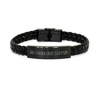 JQQJZLC Idea única de Regalos hijastros, un hijastro Fabuloso, Brazalete de Cuero Trenzado de cumpleaños para hijastro de mamá, Ideas de Regalos de hijastros Divertidos, Regalos de hijastros únicos,