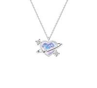 JQQJZLC Joyas 925 Sterling Silver Moonstone Aurora Heart Charm Collar Colgante para Mujeres Fiesta de la Boda Joyería Accesorios de Regalos Joyería para niñas