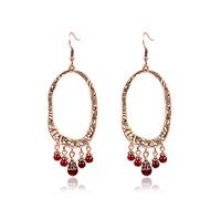 JQQJZLC Joyas Mujeres Pendientes de Plata, Pendientes de caída de Boho Antiguos para Mujeres Red Hollow Anniversary Anniversary Arendillas Indias Colgantes Accesorios de Orejas Regalos de joyería