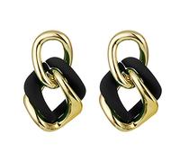 JQQJZLC Joyas para Mujeres Pendientes de Plata de Mujeres, aretes de declaración para Mujeres de Moda Black Arcylic geométrico Dangle Drop Gold Gold Brincos Regalos de Regalo de Joyas para Novia,