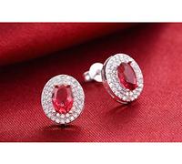 JQQJZLC Joyas para Mujeres Pendientes de Plata, Pendientes de circón Oval para Mujeres Fiesta de Bodas Boucle D'Oreille Femme Bijoux Joyería E667