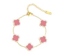 JQQJZLC Joyas para niñas Pulseras de Cuatro Hojas únicas para Mujeres Girl White Black Green Red Luck Link Link Link Link Clover Bracelets, Joyas chapadas Regalos de San Valentín (Rosa), Accesorios