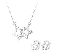 JQQJZLC Joyería S925 Joyería para Mujeres - Cabecillo de Colgante de Doble Estrella Hueca Cabeza de Gargantilla y Arete de Tachuelas, joyería de joyería Hecha a Mano de Cuello de circón Punk.