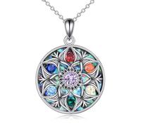 JQQJZLC joyería Triple Moon Celtic Lotus para Mujeres Silver Sterling Celtic Knot Heart Pendse Abalone Shell Cross Jewelry Regalos de cumpleaños de Navidad para niñas Joyas para niñas