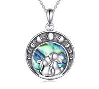 JQQJZLC joyería Triple Moon Celtic Lotus para Mujeres Silver Sterling Celtic Knot Heart Pendse Abalone Shell Cross Jewelry Regalos de cumpleaños de Navidad para niñas Joyas para niñas