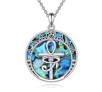JQQJZLC joyería Triple Moon Celtic Lotus para Mujeres Silver Sterling Celtic Knot Heart Pendse Abalone Shell Cross Jewelry Regalos de cumpleaños de Navidad para niñas Joyas para niñas