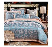 JQQJZLC Juego de Ropa de Cama de Cuatro Piezas Que Reina 4pcs Bordado Satinado Jacquard Paisley Dorado Juego de Ropa de Cama de Lujo selly Suave Cubierta de edredón de la Cama Colas de Almohada de