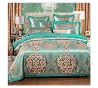 JQQJZLC Juego de Ropa de Cama de Cuatro Piezas Que Reina 4pcs Bordado Satinado Jacquard Paisley Dorado Juego de Ropa de Cama de Lujo selly Suave Cubierta de edredón de la Cama Colas de Almohada de