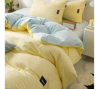 JQQJZLC Juego de Ropa de Cama Simple de Color sólido de 4 Piezas, cómodo Juego de edredón tamaño Queen de algodón Transpirable, Juegos de Cama para Todas Las Estaciones con edredón, sábanas, Fundas