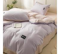 JQQJZLC Juego de Ropa de Cama Simple de Color sólido de 4 Piezas, cómodo Juego de edredón tamaño Queen de algodón Transpirable, Juegos de Cama para Todas Las Estaciones con edredón, sábanas, Fundas