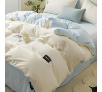 JQQJZLC Juego de Ropa de Cama Simple de Color sólido de 4 Piezas, cómodo Juego de edredón tamaño Queen de algodón Transpirable, Juegos de Cama para Todas Las Estaciones con edredón, sábanas, Fundas