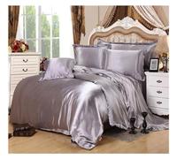 JQQJZLC Juegos de edredones, Juego de Cama de satén Negro, Funda nórdica, sábanas y Fundas de Almohada, Sábana de Lujo, tamaño Queen, tamaño de Cama Doble (I,220 x 240 cm, 4 Piezas)