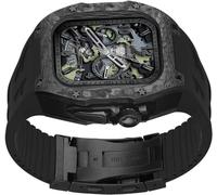 JQQJZLC Kit de banda de la banda de reloj de metal de fibra de carbono de fibra de carbono, para la correa de reloj de fluoruber con accesorios de reemplazo de hebilla plegable.