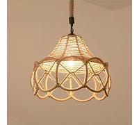 JQQJZLC Lámpara Colgante de Arte de Restaurante de restaurantes de Loft Vintage, lámpara de Cuerda de cáñamo de Hierro rústico, luz de Techo Industrial de bambú Natural, Sala de Estar, Sala de Estar,