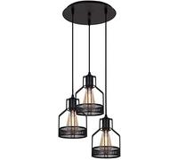 JQQJZLC Lámpara de araña, lámpara, lámpara de araña Retro de 3 Luces, lámpara Colgante de Techo Industrial de Alambre de Alambre de Metal Negro para Tiendas, Mesa de Comedor, Cocina, iluminación de