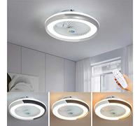 JQQJZLC Lámpara de Techo del Ventilador Moderno de Techo Minimalista Candelier de Ventilador Redondeado Dimmable LED LED Ultra-Cuet Energy Bareds y Lighting Lighting, Gris
