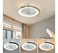 JQQJZLC Lámpara de Techo del Ventilador Moderno de Techo Minimalista Candelier de Ventilador Redondeado Dimmable LED LED Ultra-Cuet Energy Bareds y Lighting Lighting, Gris