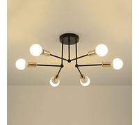 JQQJZLC Lámpara de Techo Industrial Candelier de lámpara de Techo Interior de 6 Luces Lámparas Colgantes de Montaje Semi raspado E27 E27 para la Cocina de la Sala de Estar
