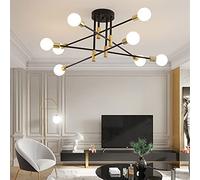 JQQJZLC Lámparas de lámpara de araña Modernas 4/6/8 Luces E27 Luces de Techo Vintage Vintage Sembedded Techo de Techo Gold Black Design Decoración nórdica para el hogar para Cocina, Sala de Estar,