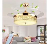JQQJZLC LED de lámpara de araña del Ventilador de Techo de Cristal con Blade retráctil de Control retráctil Ventiladores de Techo Tranquilo con lámparas de 6 velocidades DC Motor DC 3 Luces de