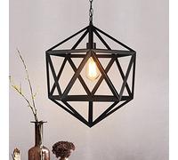 JQQJZLC Luces Colgantes Retro nórdicos Black Industrial Hexaedron Diamante Lámpara Colgante Colgante American Country Art Chandelier Personalidad Creativa Lámpara de Techo de Diamante poliédrico